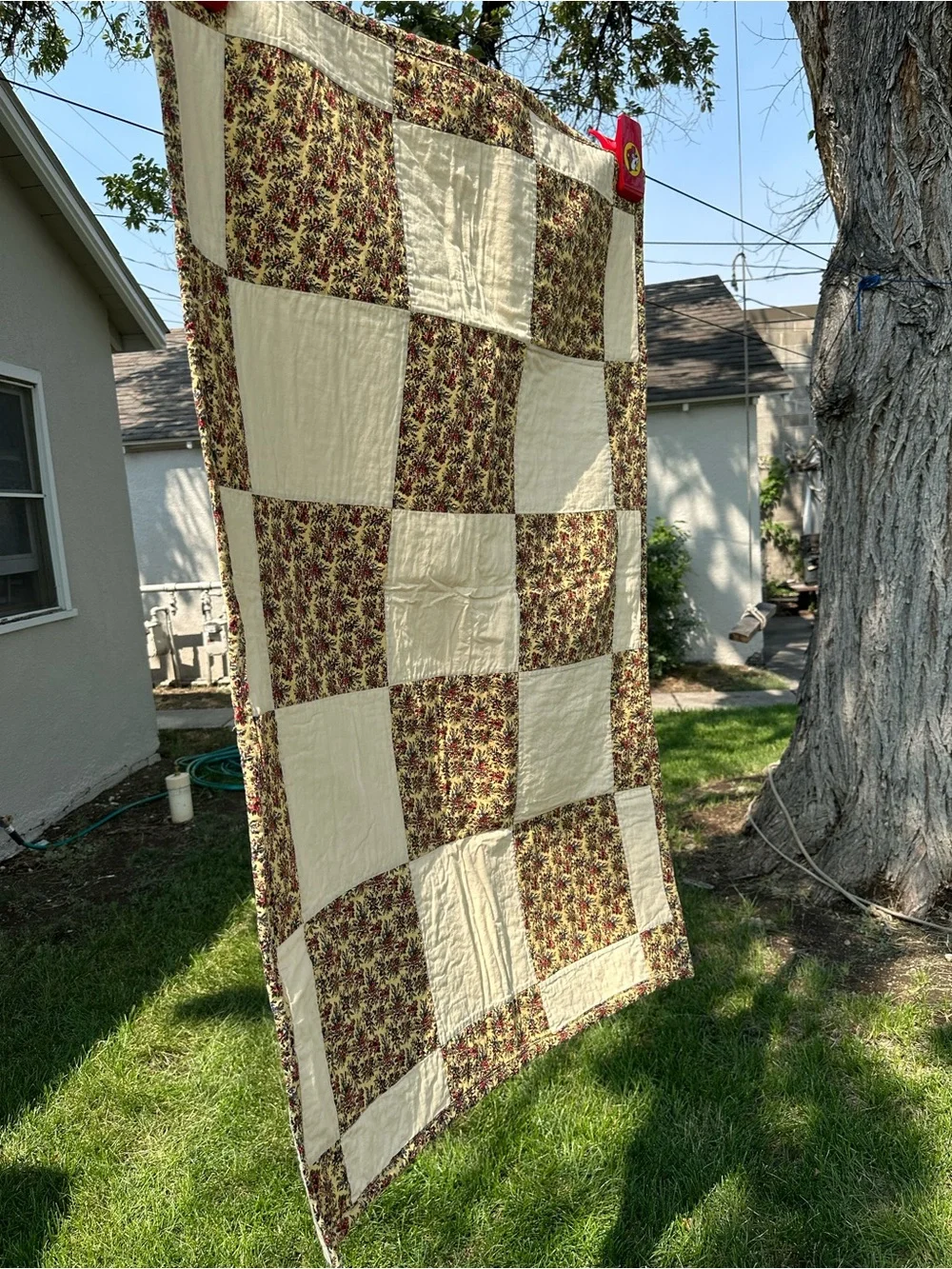 Vintage Handmade Patchwork Quilt Checkerboard. Cottagecore. Rustic.Granny. 50x33